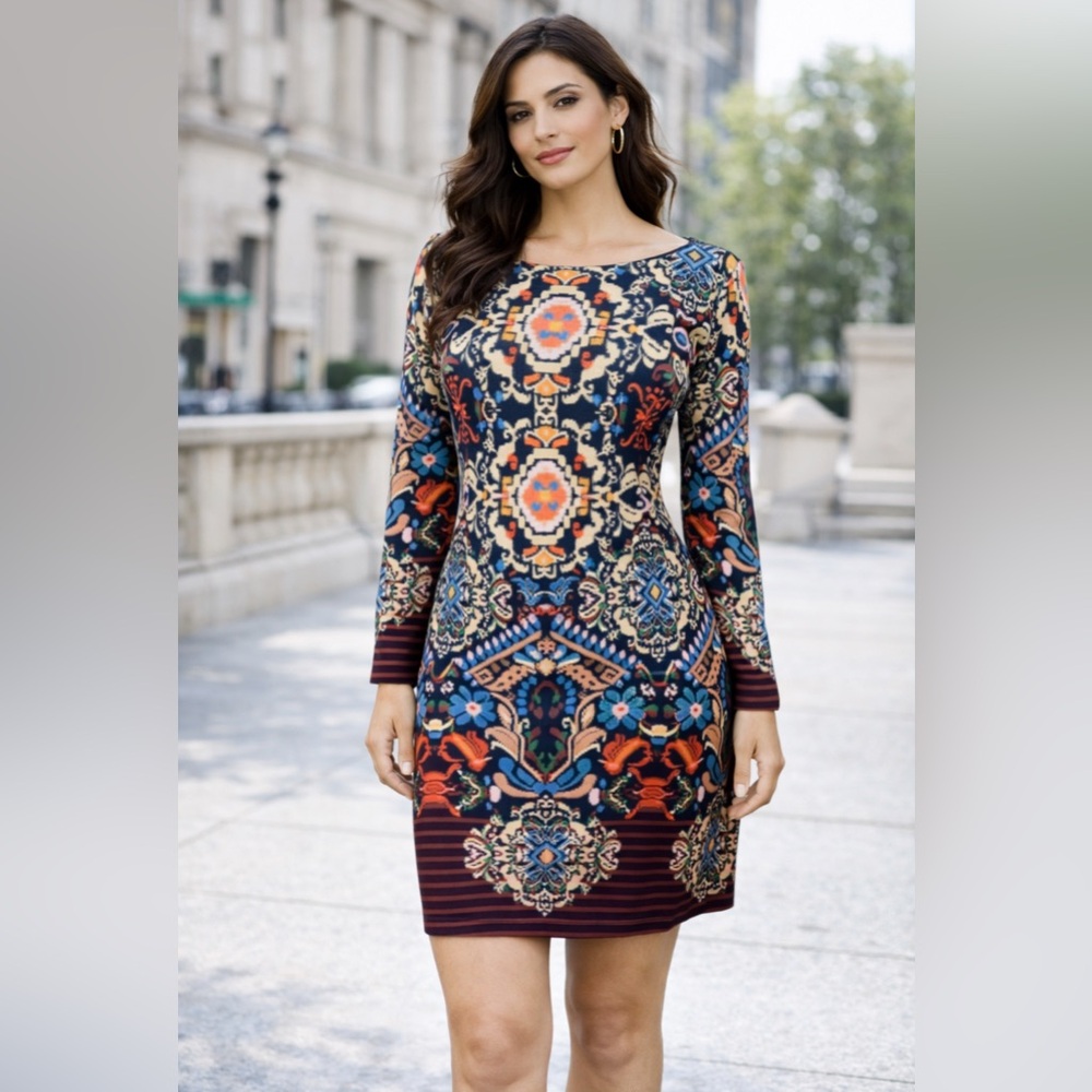 Anthropologie Isle Melis Kozan Dress Medium 6 8 10  Long Sleeve Stretch NWT $128